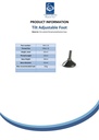 M8x25 Zinc plated levelling foot 25mm plastic base 50kg Spec Sheet