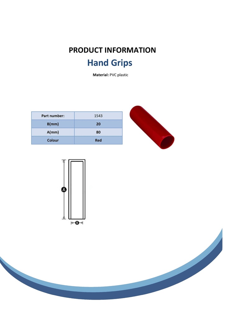 20mm Plastic Hand Grip-Red Spec Sheet