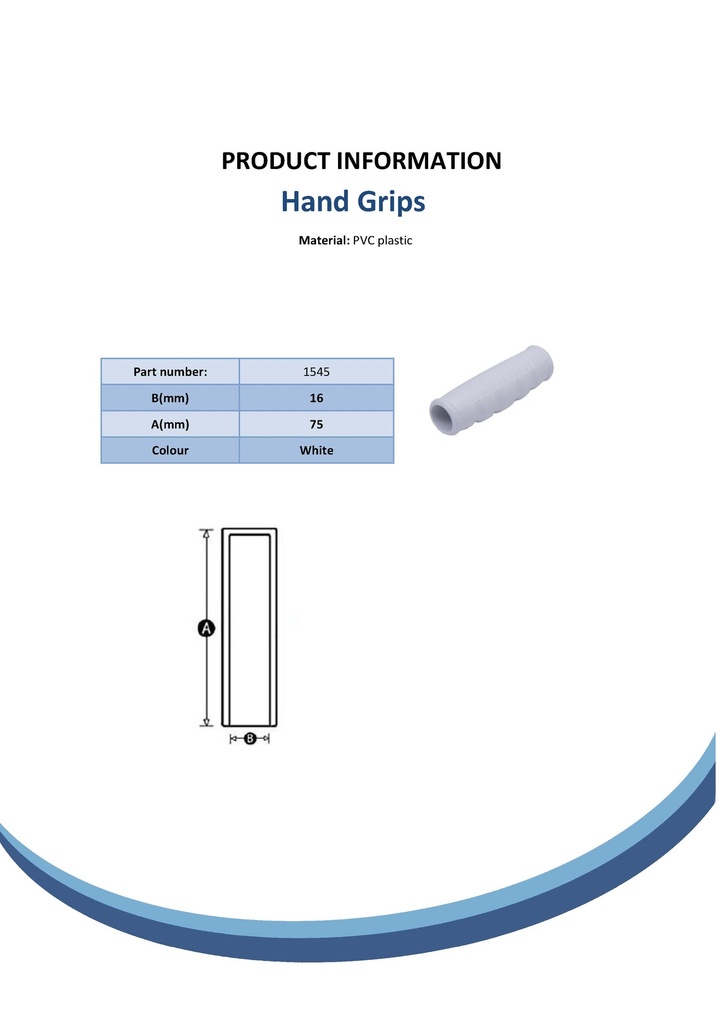 5/8" Hand grip white Spec Sheet