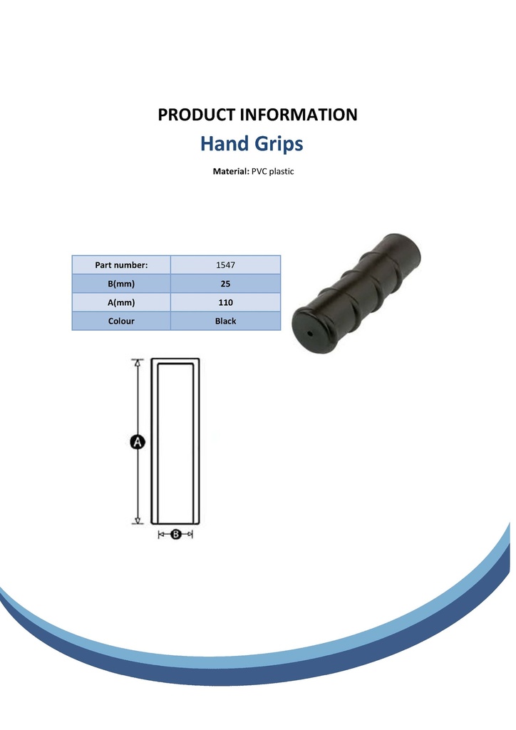 1'' Hand grip (black) Spec Sheet