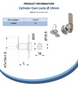 Cylinder cam lock (25mm thread length) Spec Sheet