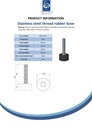 M10x50 Stainless levelling foot on 30mm soft black rubber base 60 shore 25kg AISI 304/A2 - Spec sheet