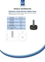 M12x40 Stainless levelling foot on 50mm soft black rubber base 60 shore 90kg AISI 304/A2 - Spec sheet