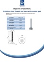 M16x150 Stainless levelling foot 65mm stainless base with anti-vibration rubber pad 900kg AISI 304/A2 Spec Sheet