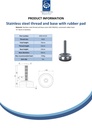 Stainless levelling foot M10x50 with 50mm stainless base with anti-vibration rubber pad 400kg AISI 304/A2 - Spec sheet
