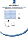 M12x150 Stainless certified hygienic levelling foot 65mm stainless base with anti-vibration rubber pad 800kg AISI 304/A2 - Spec sheet