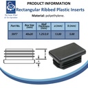 Plastic rectangular insert 40x20mm (1.25/2mm) Spec Sheet