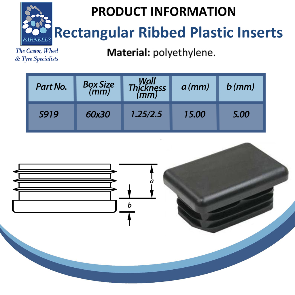 Plastic rectangular insert 60x30mm (1.25/2.5mm) Spec sheet