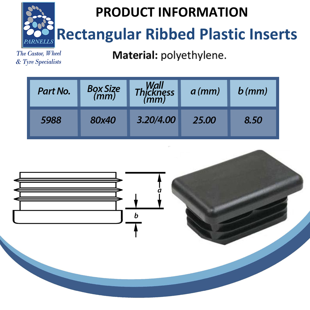 Plastic rectangular insert 80x40mm (3.2/4mm) Spec Sheet