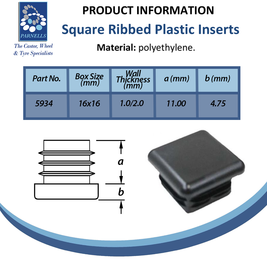 Plastic square insert 16x16mm (1.0/2mm) Spec Sheet