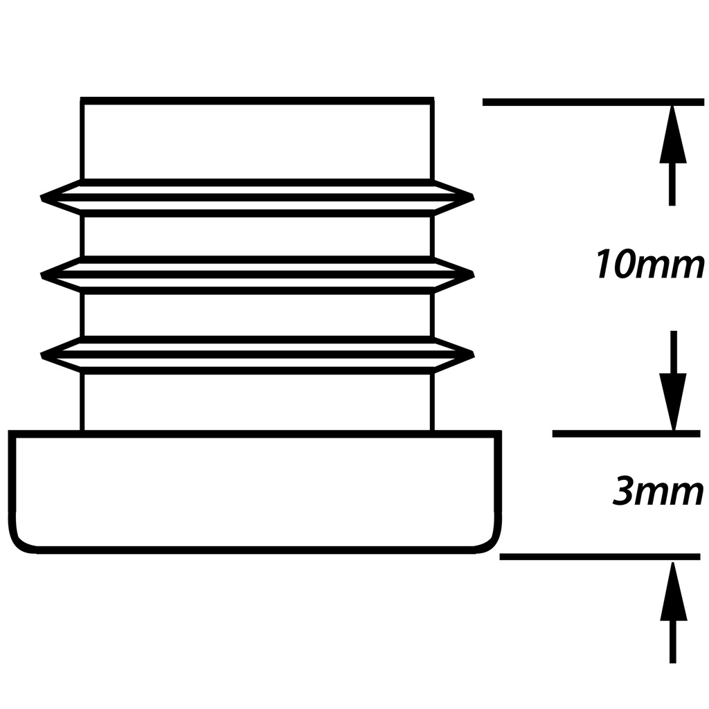 Plastic square insert 1/2"x1/2" (1.25/1.5mm)