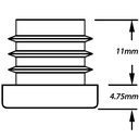 Plastic square insert 16x16mm (1.0/2mm) Drawing with Dimensions