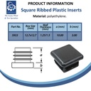 Plastic square insert 1/2"x1/2" (1.25/1.5mm) Spec Sheet