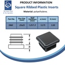 Plastic square insert 25x25mm (1.25/2mm) Spec Sheet