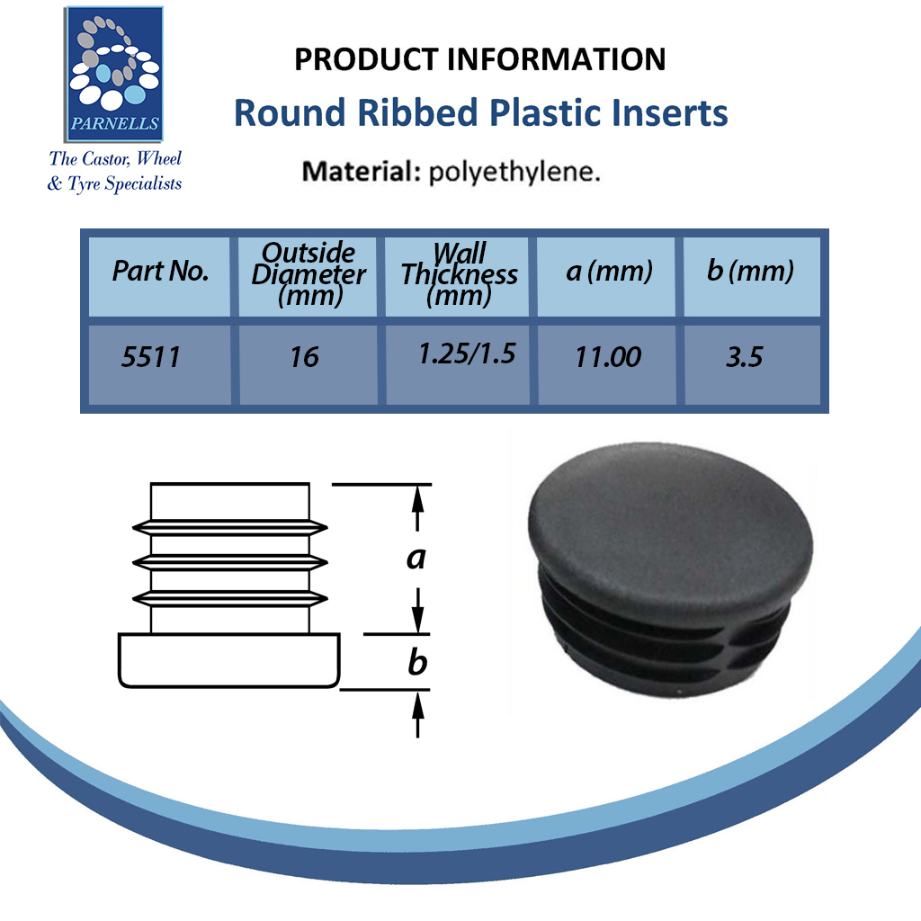 Plastic round insert 16mm (1.0/1.5mm) Spec Sheet