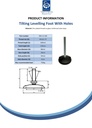 M12x100 Zinc plated levelling foot 80mm plastic base with holes 750kg - Spec Sheet