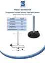 M20x200 Zinc plated levelling foot 80mm plastic base with holes 900kg Spec Sheet