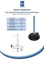 M20x200 Zinc plated levelling foot 100mm plastic base with holes 900kg Spec Sheet