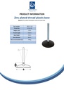 M16x150 Zinc plated levelling foot 80mm plastic base 900kg Spec Sheet