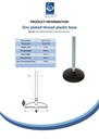 M16x200 Zinc plated levelling foot 80mm plastic base 900kg Spec Sheet
