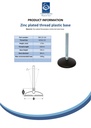 M20x150 Zinc plated levelling foot 80mm plastic base 900kg Spec Sheet
