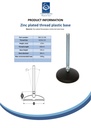 M20x200 Zinc plated levelling foot 80mm plastic base 900kg Spec Sheet