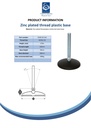 M20x150 Zinc plated levelling foot 100mm plastic base 900kg Spec Sheet