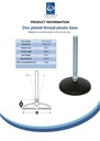 M20x200 Zinc plated levelling foot 100mm plastic base 900kg Spec Sheet