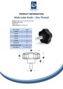 M6x20 Thermoplastic lobe knob (Zinc thread) Spec Sheet