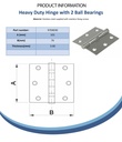 101x76mm heavy duty hinge stainless steel 304 with 2 ball bearings (pair) Spec Sheet