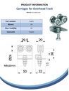 4 wheel carriage with plate for overhead track #1 (43kg each) Spec Sheet