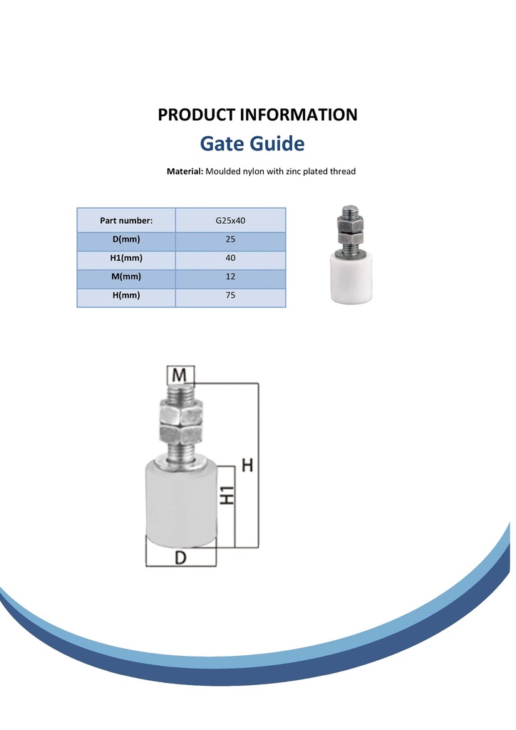 25x40mm Gate Guide Spec Sheet