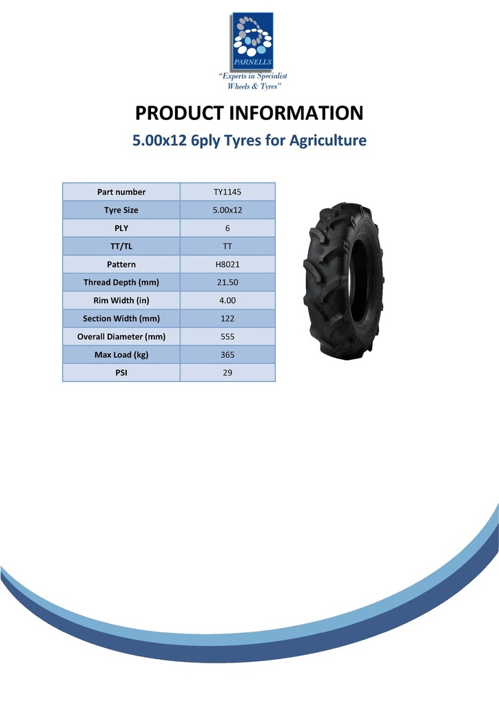 5.00x12 (5-12) 6pr Wanda H8021 Open centre tyre 