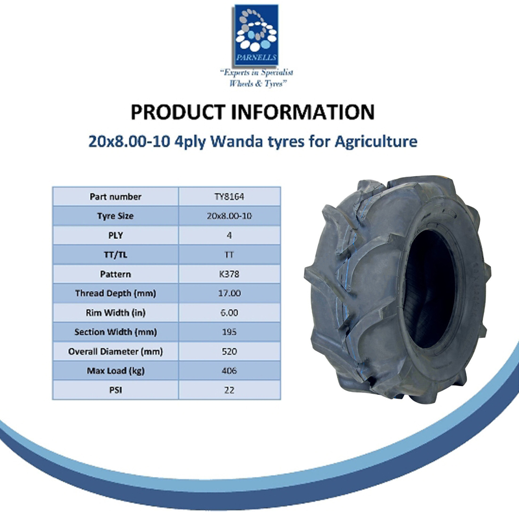 20x8.00-10 4pr Kenda K378 open centre tyre 