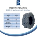 20x8.00-10 4pr Kenda K378 open centre tyre 