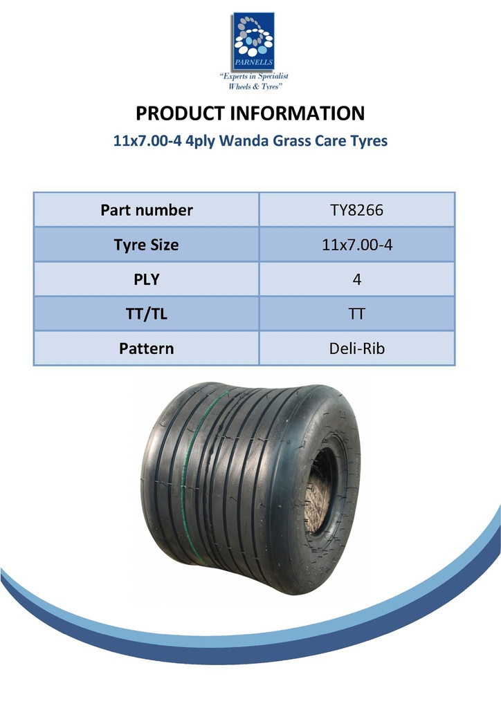 11x7.00-4 4pr Duro HF217 rib tyre TT Spec Sheet