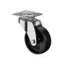 A300.A90.075 75mm swivel top plate 60x60mm castor with black polypropylene plain bearing wheel 50kg