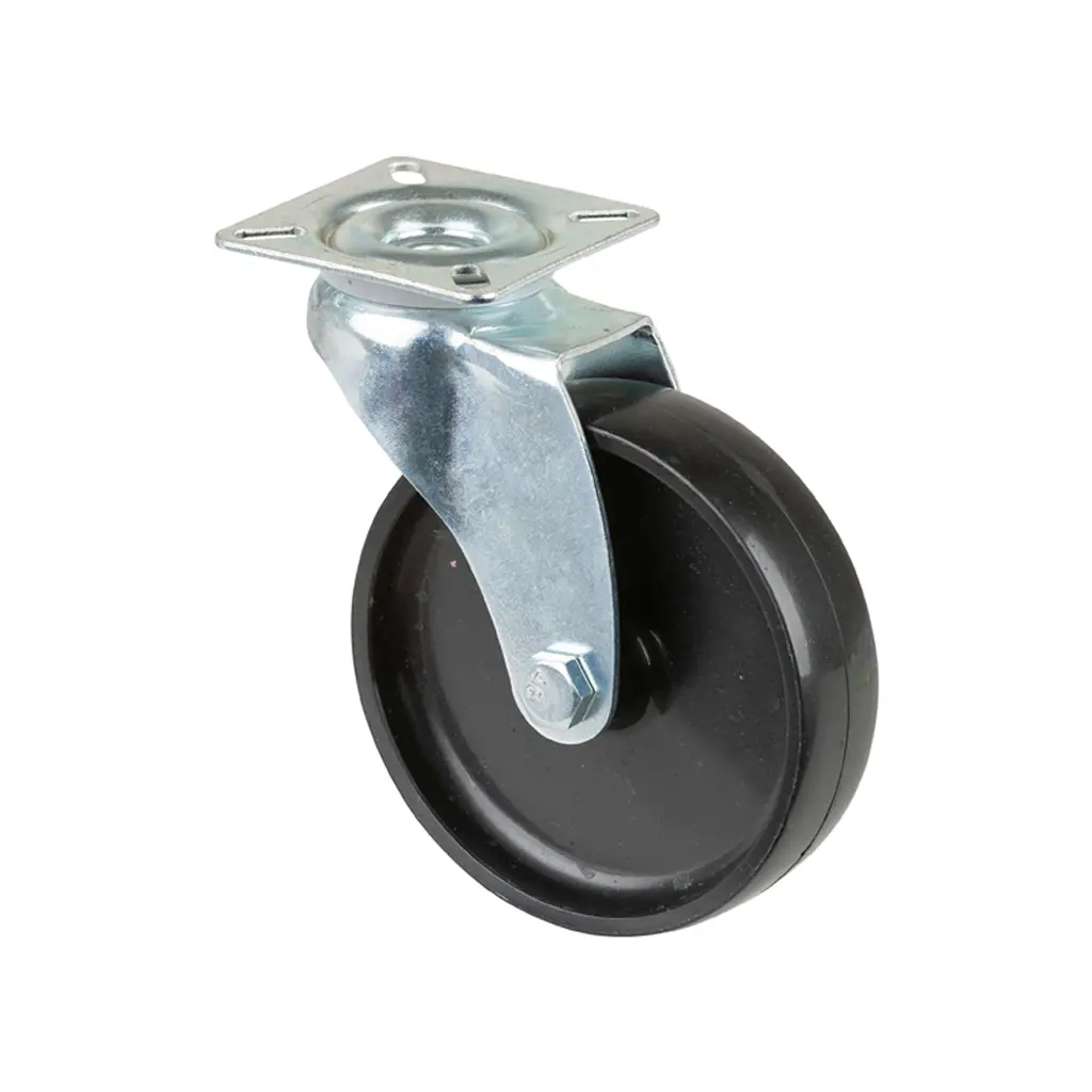 A300.A90.100 100mm swivel top plate 60x60mm castor with black polypropylene plain bearing wheel 65kg
