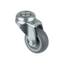 A301.A80.050 50mm swivel bolt hole 10mm castor with grey thermoplastic rubber on polypropylene centre plain bearing wheel 50kg