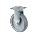 A310.A80.100 100mm fixed top plate 60x60mm castor with grey thermoplastic rubber on polypropylene centre plain bearing wheel 90kg