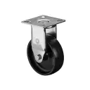 A310.A90.075 75mm fixed top plate 60x60mm castor with black polypropylene plain bearing wheel 50kg