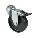 A321.A90.100 100mm swivel/brake bolt hole 10mm castor with black polypropylene plain bearing wheel 65kg
