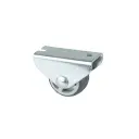 E51.025 25mm fixed top plate 41x18mm castor with grey thermoplastic rubber on polypropylene centre plain bearing wheel 30kg