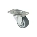 F26.030 30mm swivel top plate 34x48mm castor with grey thermoplastic rubber on polypropylene centre plain bearing wheel 20kg