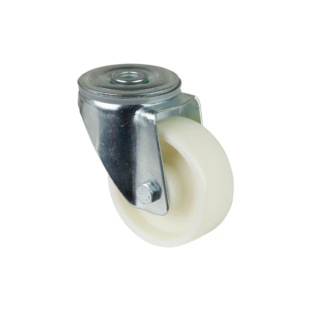 L101.B10.080 80mm swivel bolt hole 12.2mm castor with polypropylene roller bearing wheel 125kg