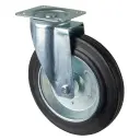 L400.B55.250 250mm swivel top plate 135x110mm castor with black rubber on pressed steel centre roller bearing wheel 250kg