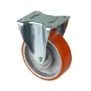 LB510.B90.125, 125mm fixed top plate 105x85mm castor with brown polyurethane on aluminium centre ball bearing wheel 300kg