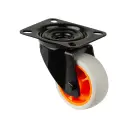 L800.B44.081.02 80mm swivel top plate 104x80mm castor with light grey thermoplastic rubber on polypropylene centre roller bearing wheel 100kg
