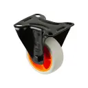 L810.B44.081.02 80mm fixed top plate 104x80mm castor with light grey thermoplastic rubber on polypropylene centre roller bearing wheel 100kg