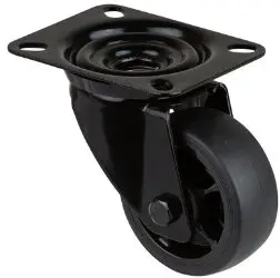 L800.B44.081.06 80mm swivel top plate 104x80mm castor with black thermoplastic rubber on polypropylene centre roller bearing wheel 100kg